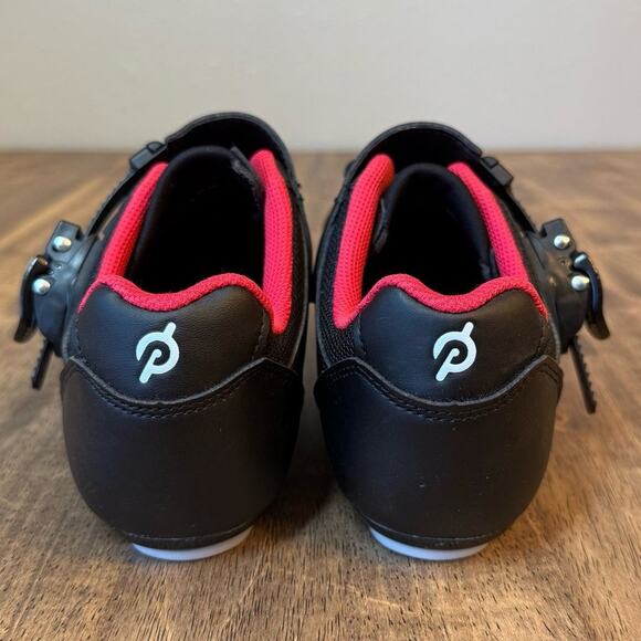 Peloton Cycling Shoes w/Delta Cleats Hook-And-Latch Closure Black Red Size EU 37 - Picture 4 of 9